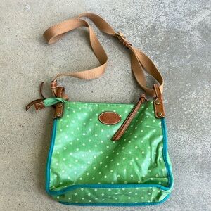 Fossil Green & Blue Crossbody Bag Polka Dot